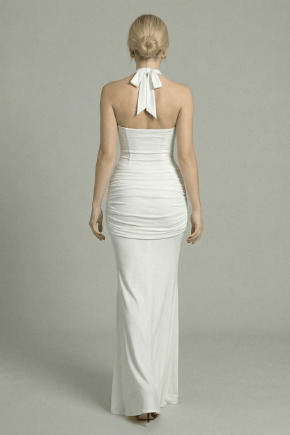 Women's Maxi Dress Halterneck White