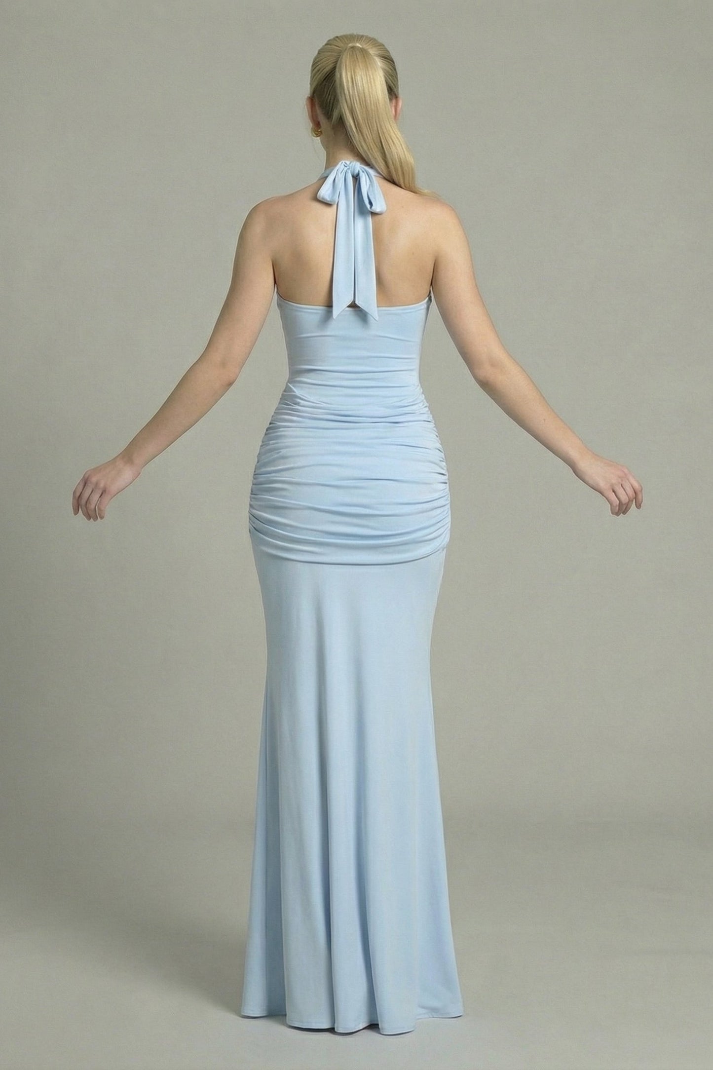 Women's Maxi Dress Halter Neck Design Blue