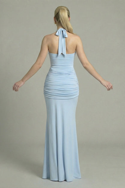 Women's Maxi Dress Halter Neck Design Blue