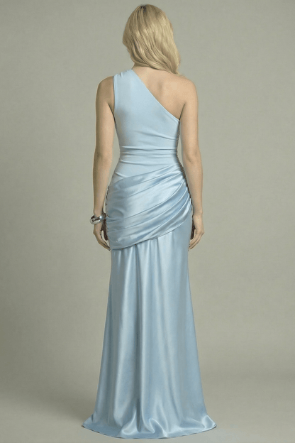 Women's Maxi Dress Asymmetric Design Blue