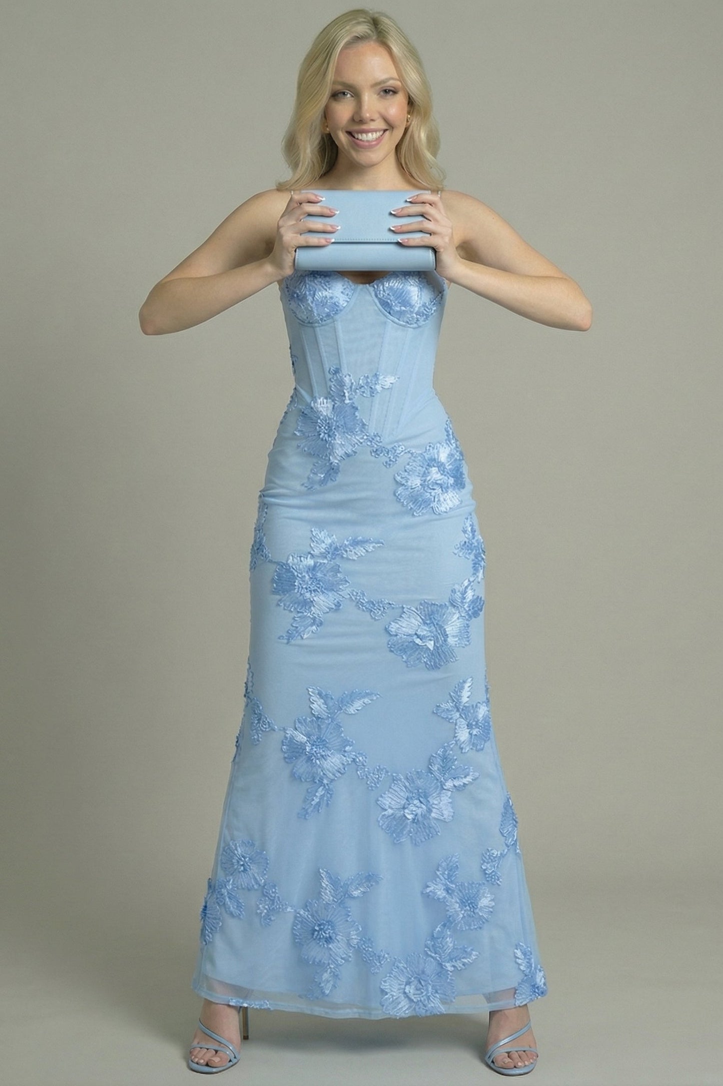 Women's Maxi Dress Fit-and-Flare Style Blue