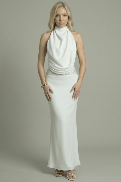 Women's Maxi Dress Draped White