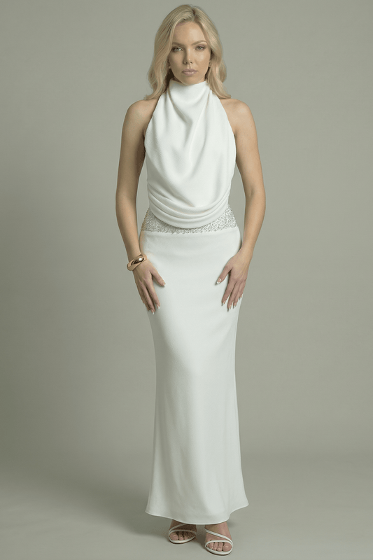 Women's Maxi Dress Draped White