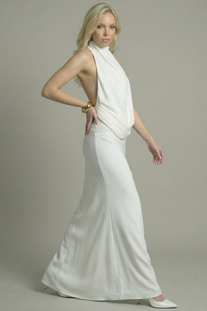 Women's Maxi Dress Draped White