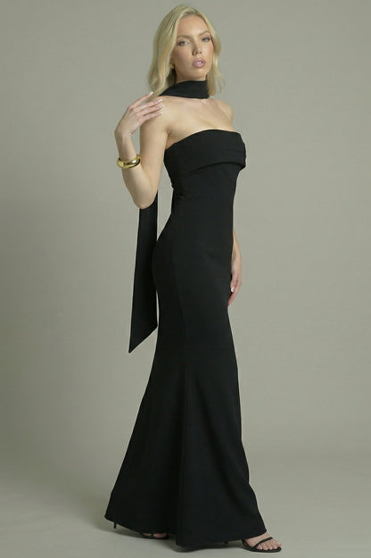 Women's Maxi Dress Strapless Flared Black