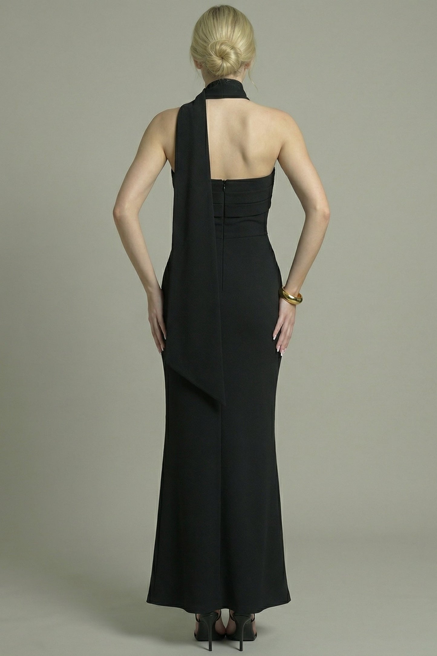 Women's Maxi Dress Strapless Flared Black