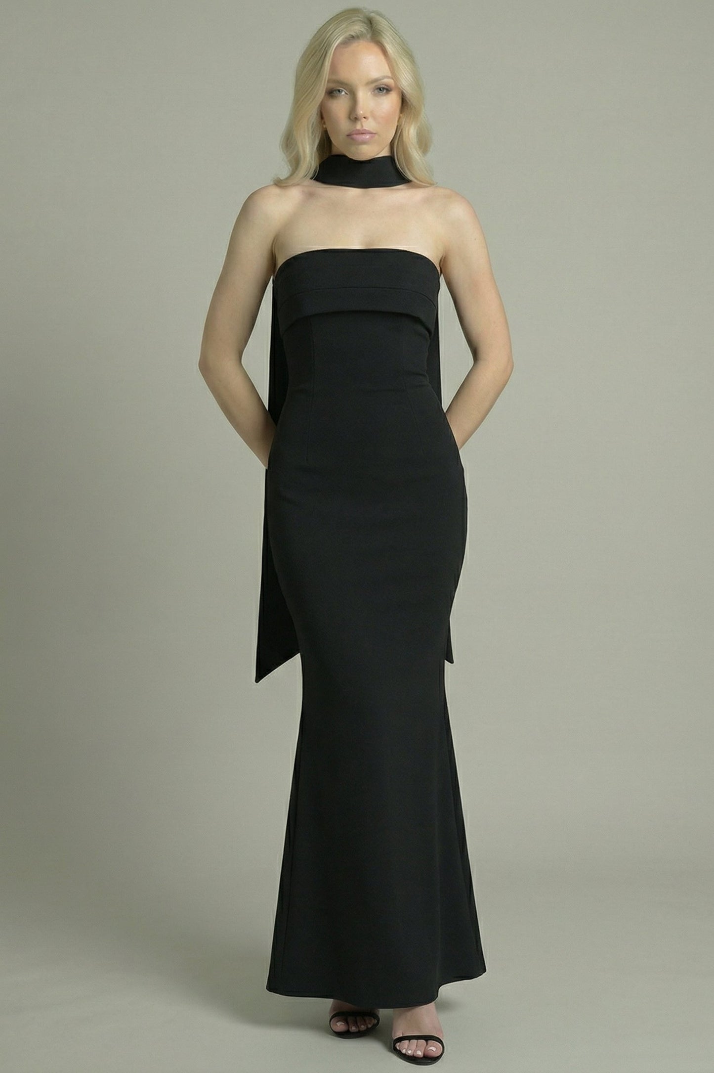 Women's Maxi Dress Strapless Flared Black
