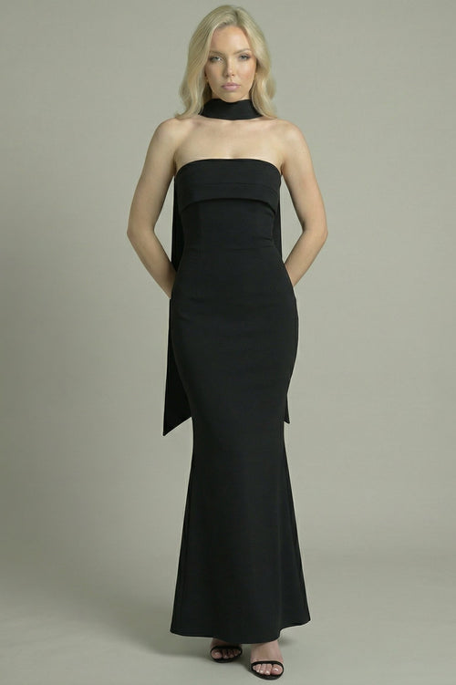 Women's Maxi Dress Strapless Flared Black
