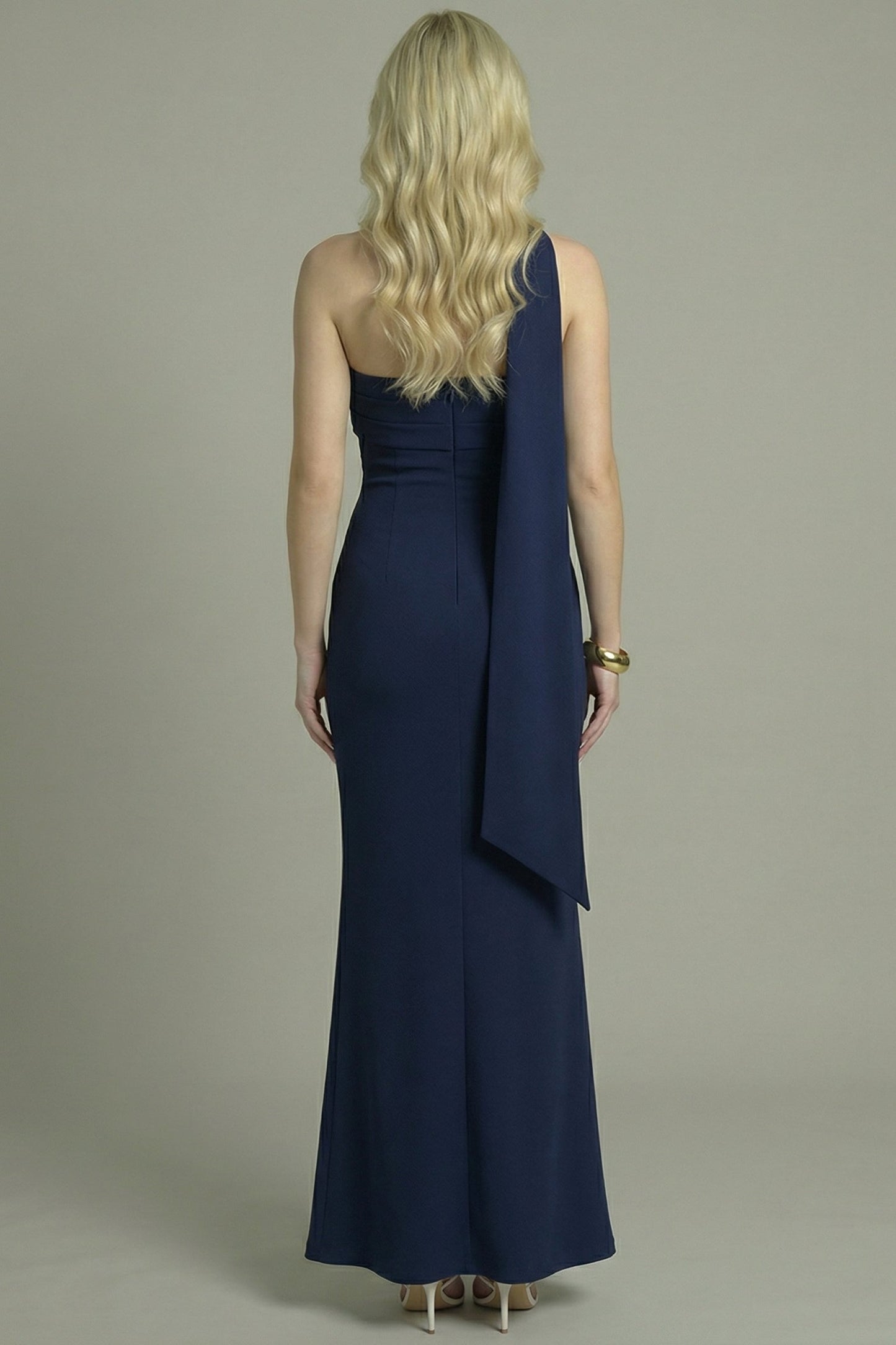 Women's Maxi Dress Strapless Fit-and-Flare Navy