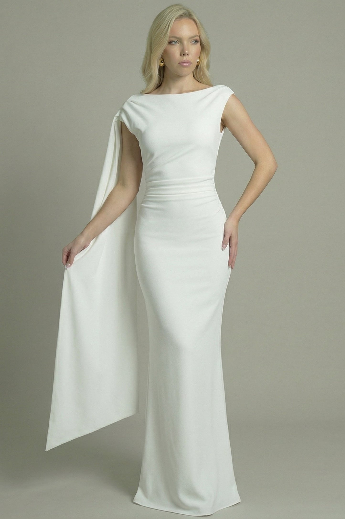 Women's Maxi Dress Column Style White