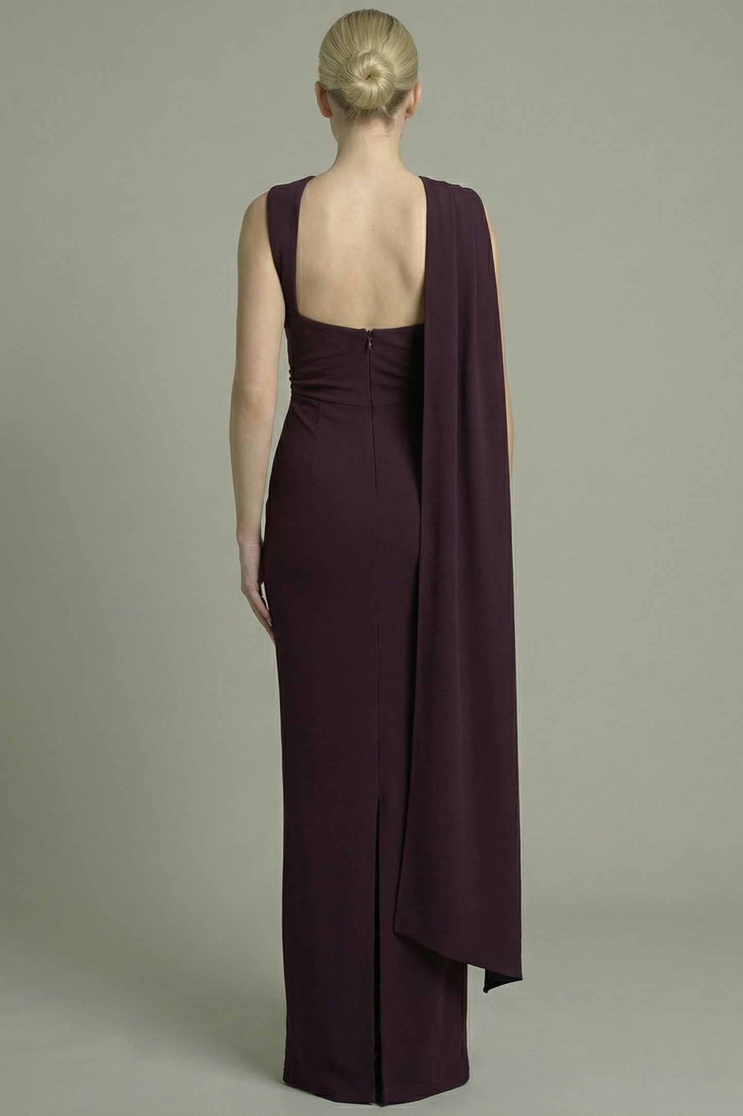 Women's Maxi Dress Asymmetric Design Plum