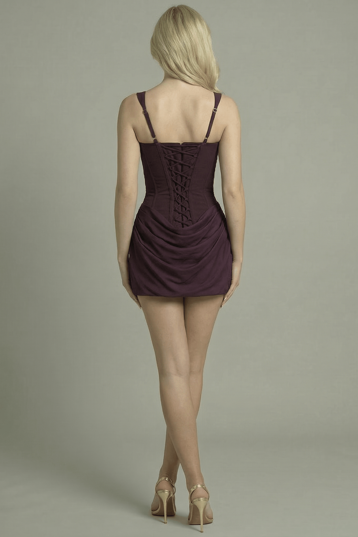 Women's Mini Dress Structured Design Plum