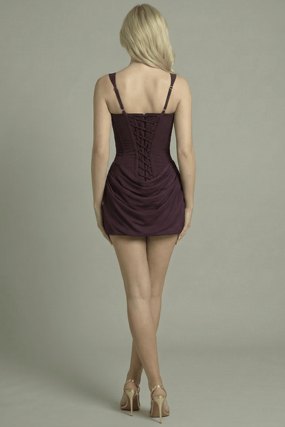 Women's Mini Dress Structured Design Plum