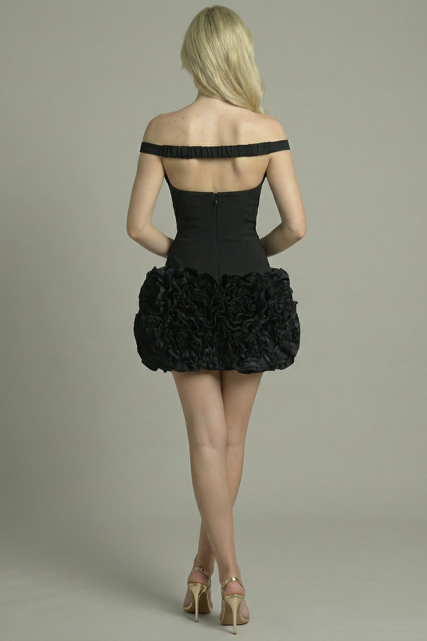 Women's Mini Dress Bardot Style Black