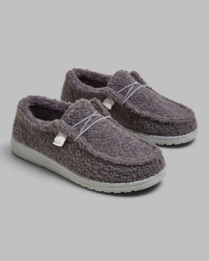 Women's Black Loafers Flat Slip-On Textured Design