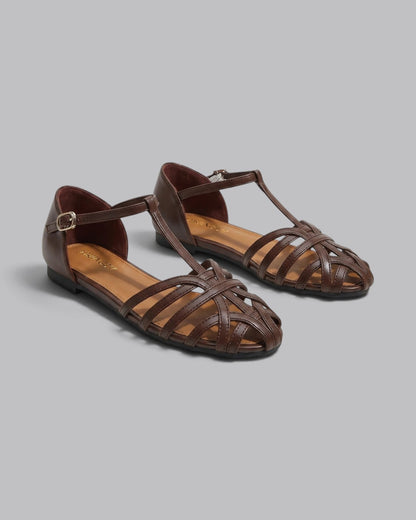 Women's Flat Sandals Strappy with Ankle Buckle