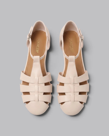 Women's Flat Sandals Strappy with Ankle Buckle