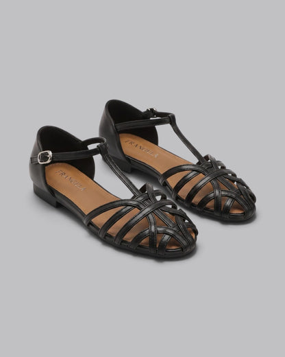 Women's Flat Sandals Strappy with Ankle Buckle