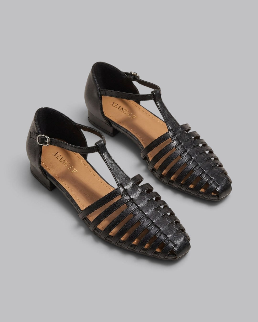 Women's Flat Sandals Strappy with Ankle Buckle