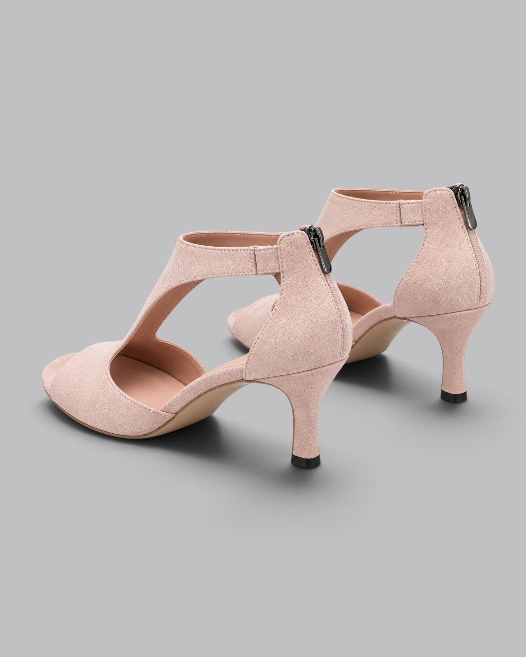 Women's Mid Heel Peep Toe Slip-On Shoes with Breathable Design