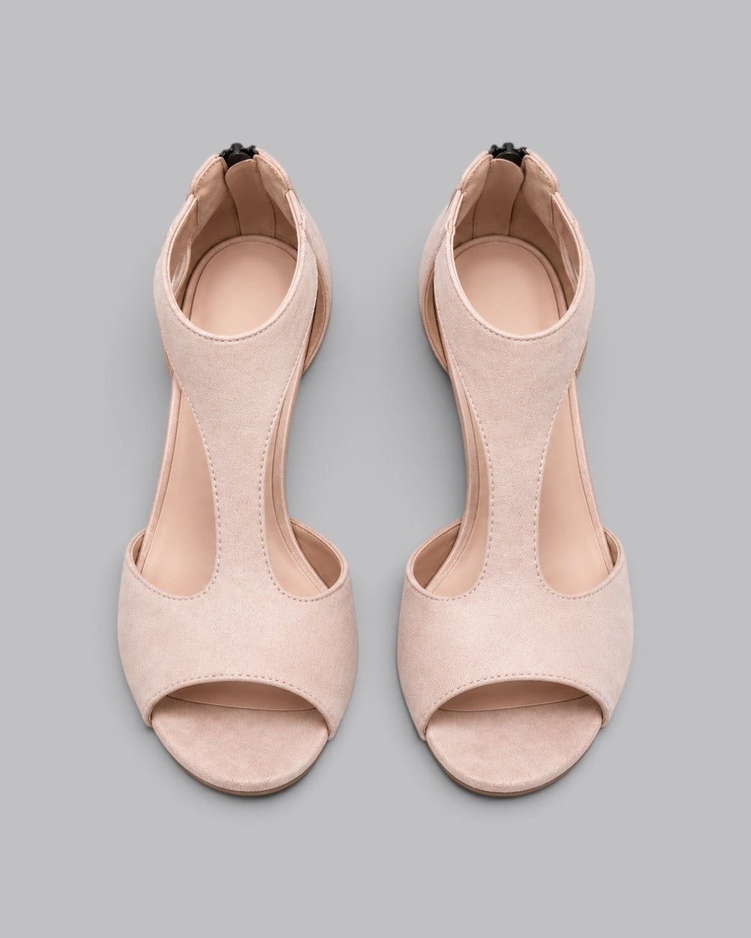 Women's Mid Heel Peep Toe Slip-On Shoes with Breathable Design