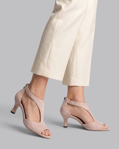 Women's Mid Heel Peep Toe Slip-On Shoes with Breathable Design